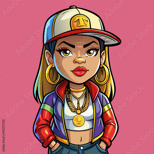 black hip-hop gangsta girl vector illustration