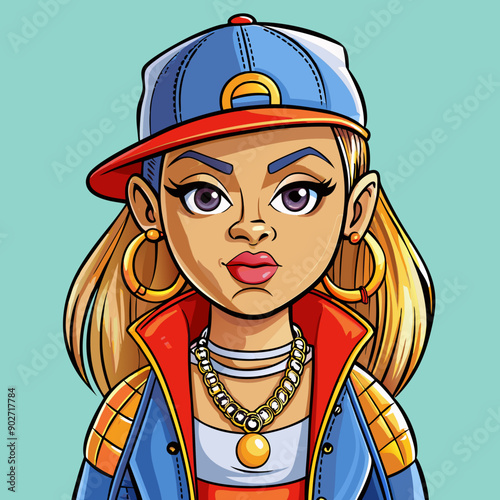 black hip-hop gangsta girl vector illustration