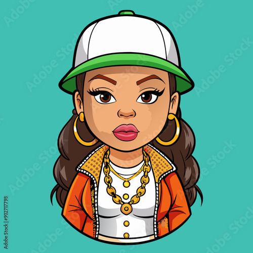 black hip-hop gangsta girl vector illustration