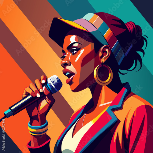 black hip-hop gangsta girl vector illustration
