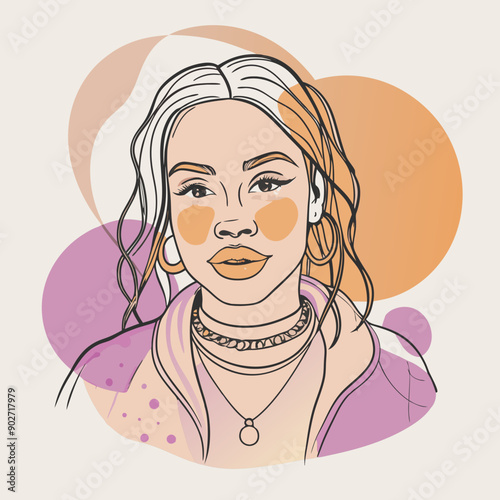black hip-hop gangsta girl vector illustration
