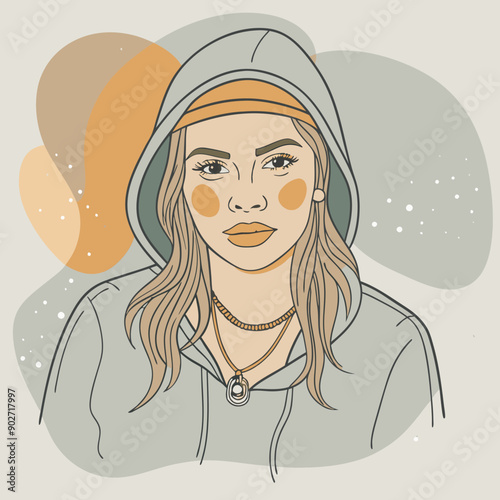 black hip-hop gangsta girl vector illustration