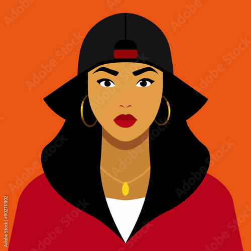 black hip-hop gangsta girl vector illustration