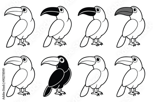 Toucan bird line art illustration Design