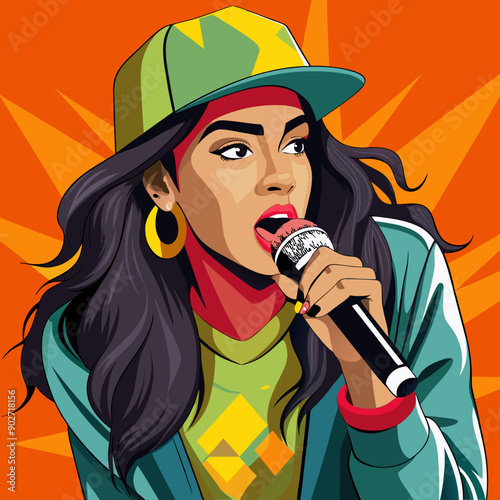 black hip-hop gangsta girl vector illustration