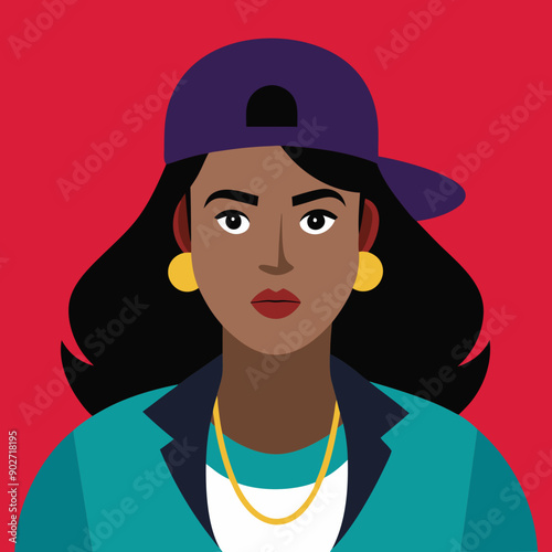 black hip-hop gangsta girl vector illustration