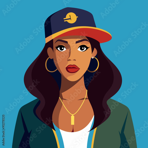 black hip-hop gangsta girl vector illustration