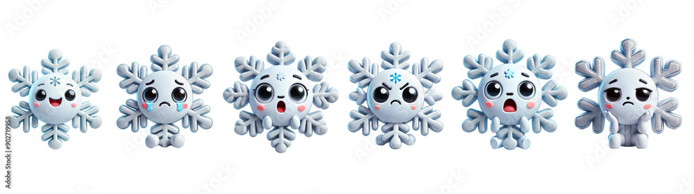 Fototapeta premium snowflake christmas 3D Toys for children, avatar cartoon character cute emotions style, illustration vector