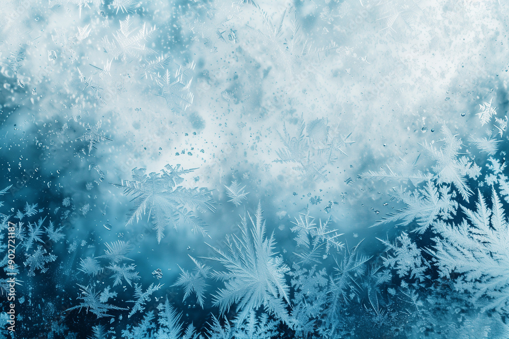 Intricate Frost Patterns on Ice with Blue Tint for Artistic and Background Use. Intricate Frost Patterns on Ice with Blue Tint for Artistic and Background Use.