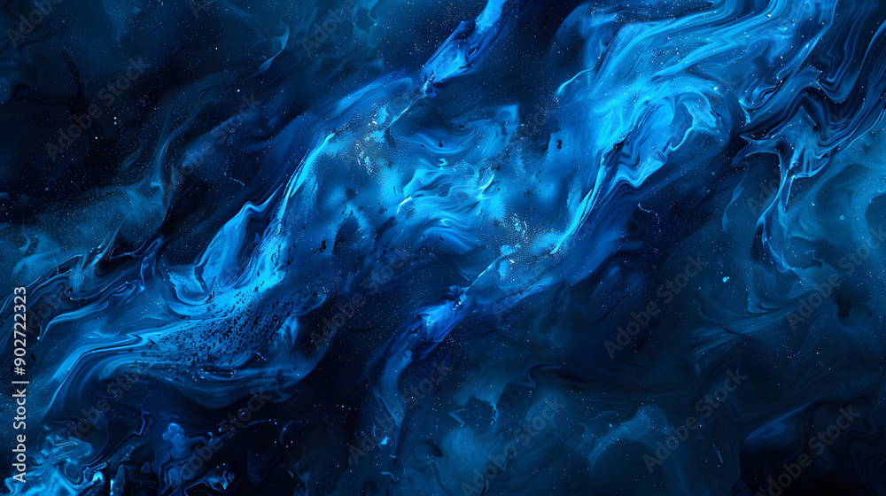 Obraz premium An abstract image featuring blue swirling fluid patterns, creating a mesmerizing and dynamic visual effect.