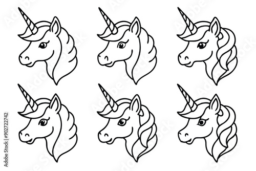 Unicorn head line art illustration Design Concepts