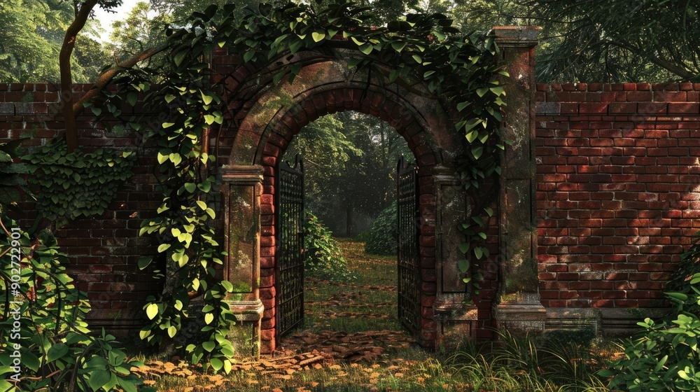 Obraz premium Brick gate in a garden