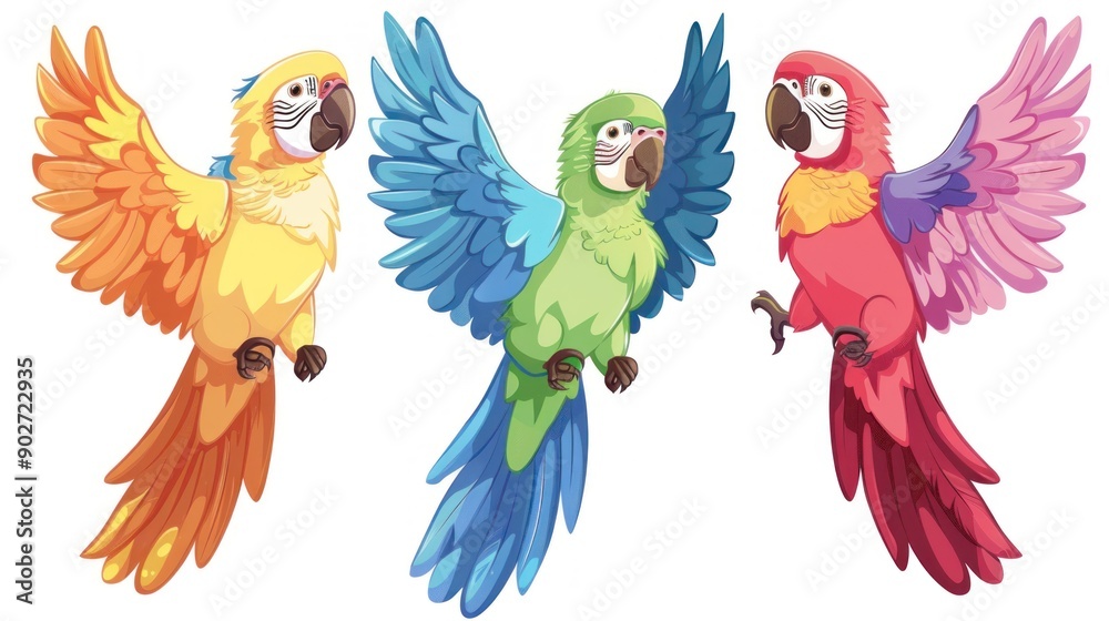 Obraz premium Colorful Parrot Oil Painting With Beautiful Wings Picture For Children
