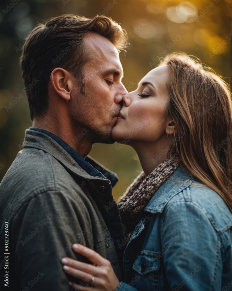 Couple Sharing a Passionate Kiss in Autumn
Couple Sharing a Passionate Kiss in Autumn