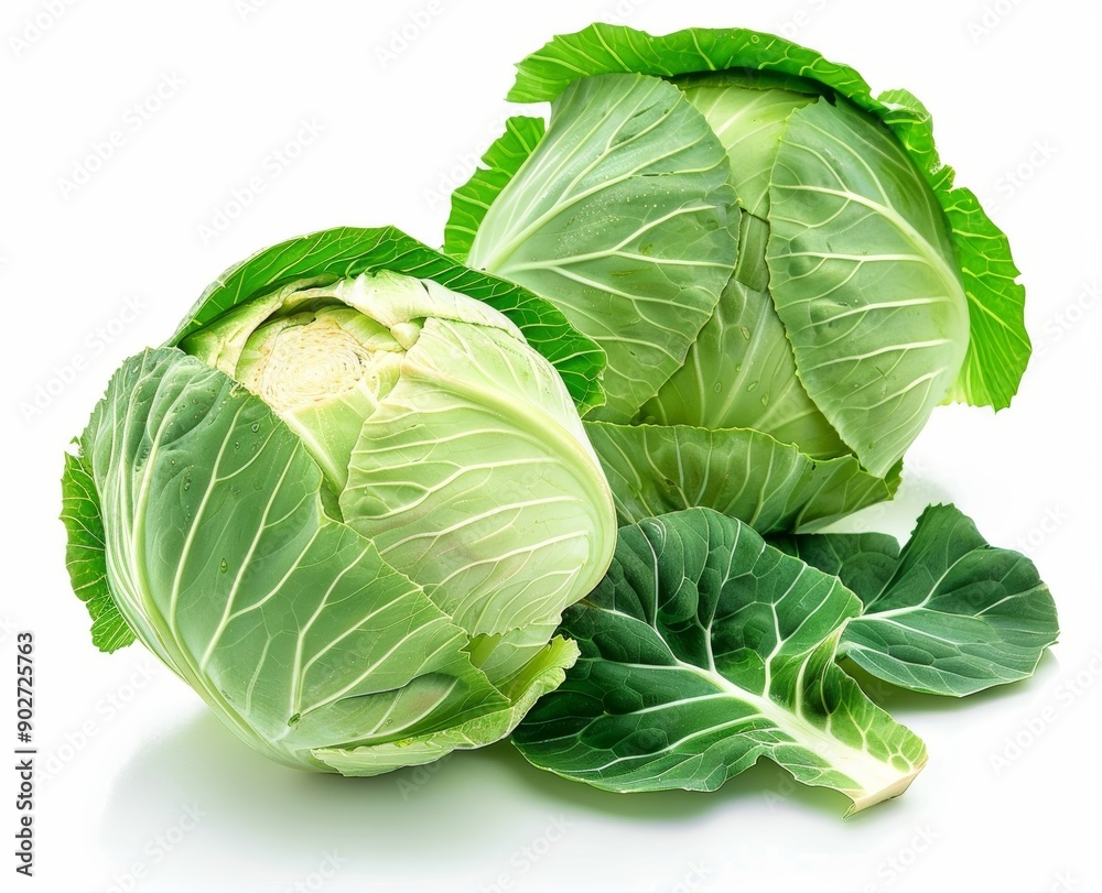 Fototapeta premium Fresh Green Cabbage with Delicate Leaves