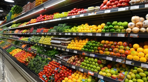 Fototapeta Naklejka Na Ścianę i Meble -  Organic produce section in a supermarket with a variety of fresh fruits and vegetables