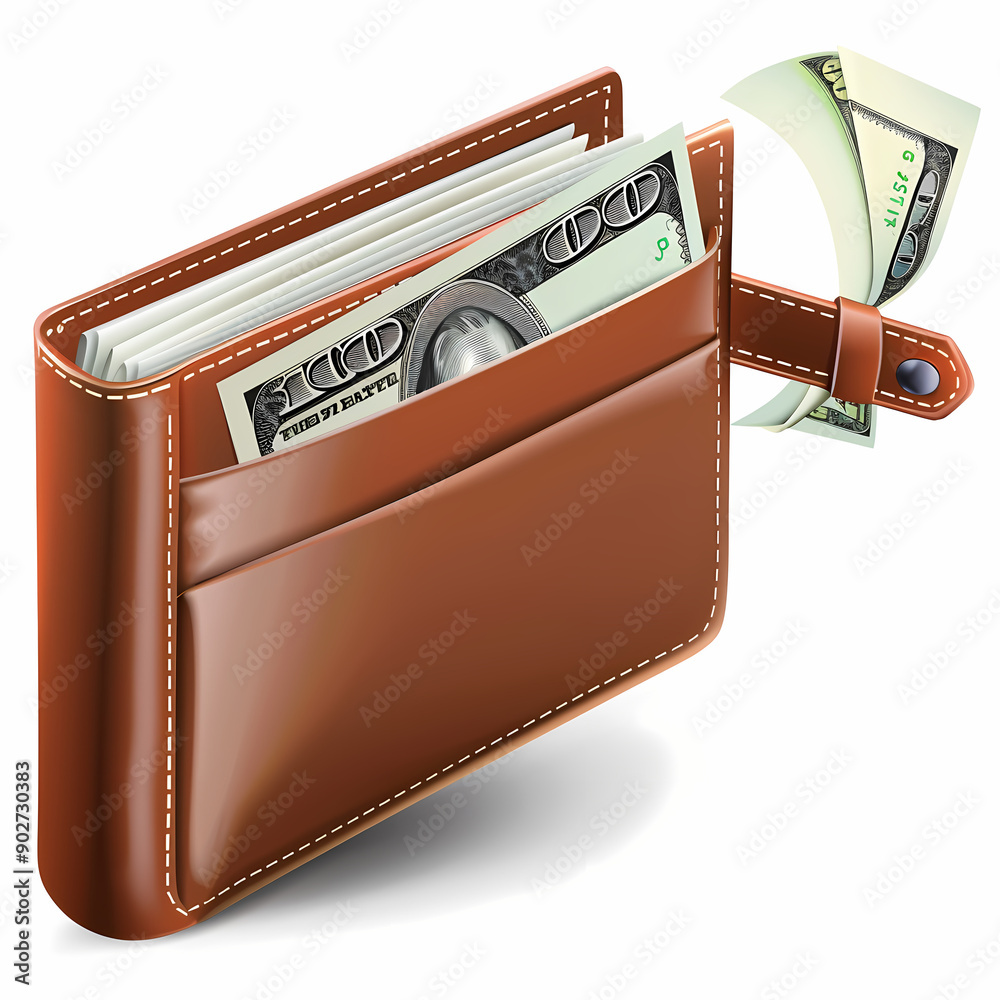 Fototapeta premium Full wallet with money pop isolated on white vector image
