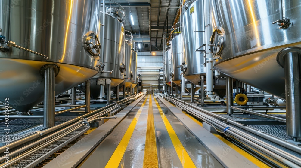 Large vats and mixers in a food production plant Large vats and mixers in a food production plant