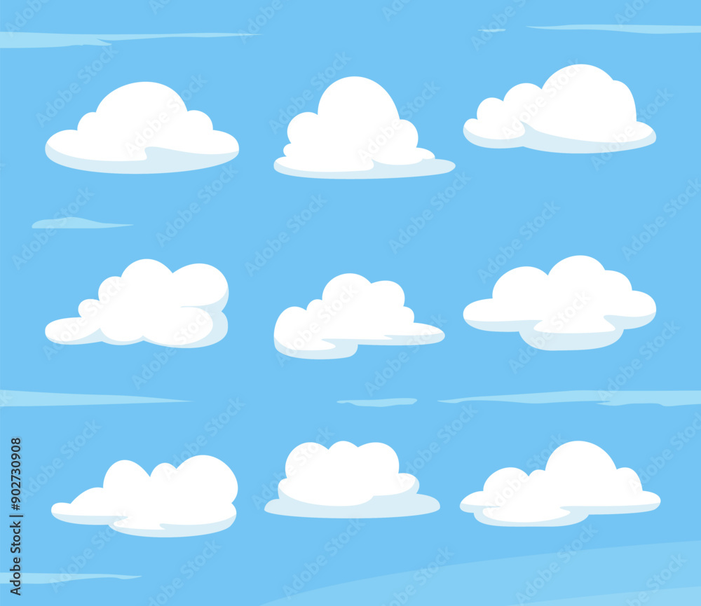 Simple white clouds Set with blue background Simple white clouds Set with blue background