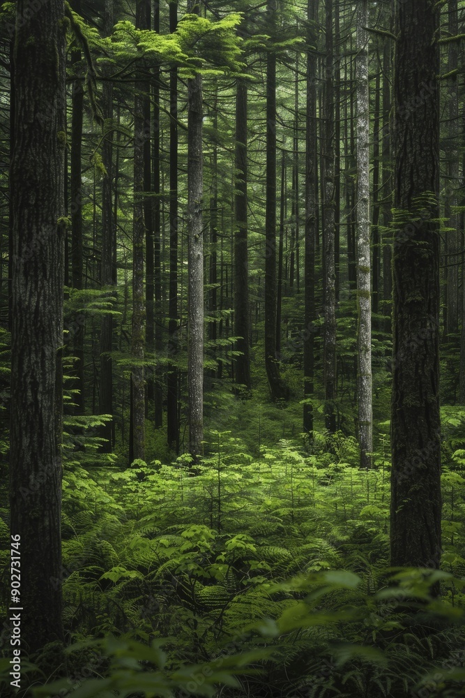 Fototapeta premium Resilient old growth forests reveal the profound beauty and ecological importance of our planet's most ancient woodlands.