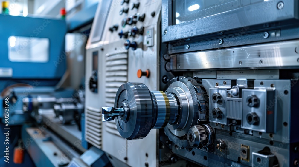 High-precision tools and machines in a manufacturing plant High-precision tools and machines in a manufacturing plant