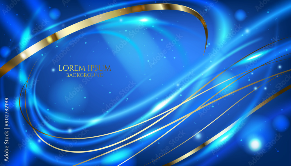 Obraz premium vector illustration glowing blue lines and golden lines modern and creative elegant digital geometric luxury background template.