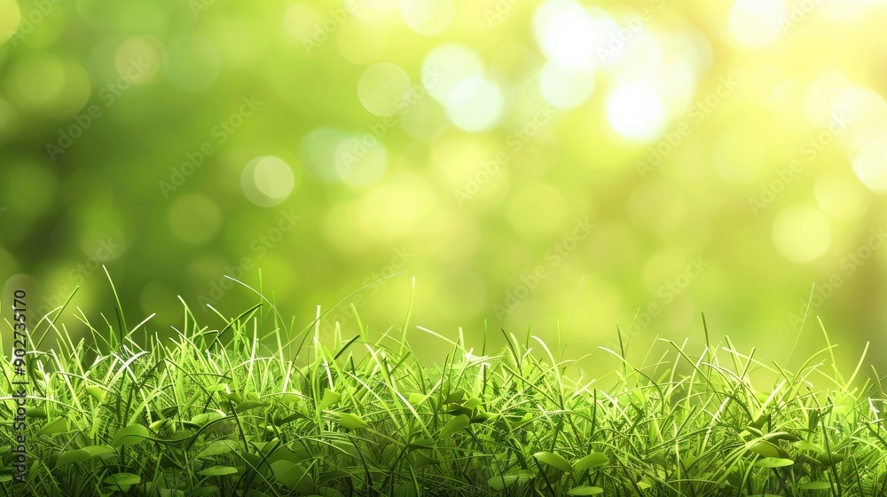 Green grass background with space for text and selective focus Green grass background with space for text and selective focus