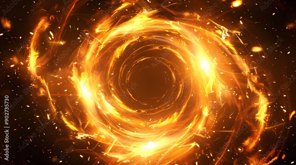 An abstract background with a circle of fire swirls. Cartoon effect with a blast, explosion, spiral motion with colorful flame trails. An abstract background with a circle of fire swirls. Cartoon effect with a blast, explosion, spiral motion with colorful flame trails.