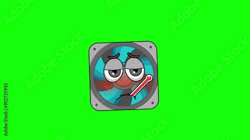 Wallpaper Mural Fever animation of a computer fan cartoon, with a thermometer Torontodigital.ca