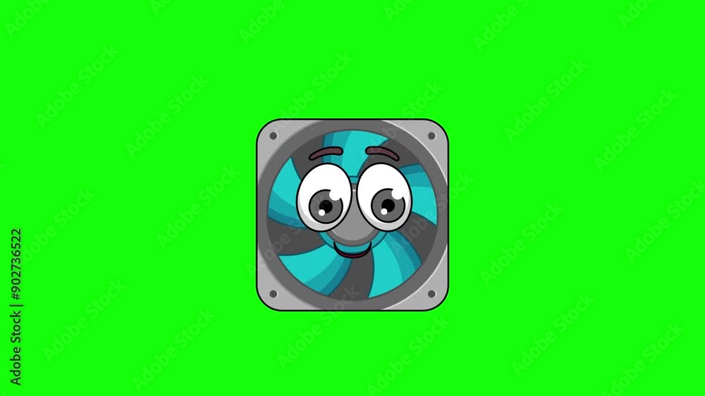 computer fan cartoon with a smiling face with heart eyes, emoji emoticon animation computer fan cartoon with a smiling face with heart eyes, emoji emoticon animation