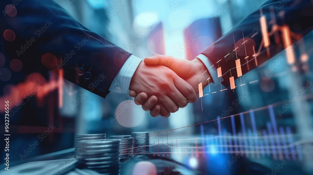Business Deal handshake in glowing Background, Generative AI Business Deal handshake in glowing Background, Generative AI