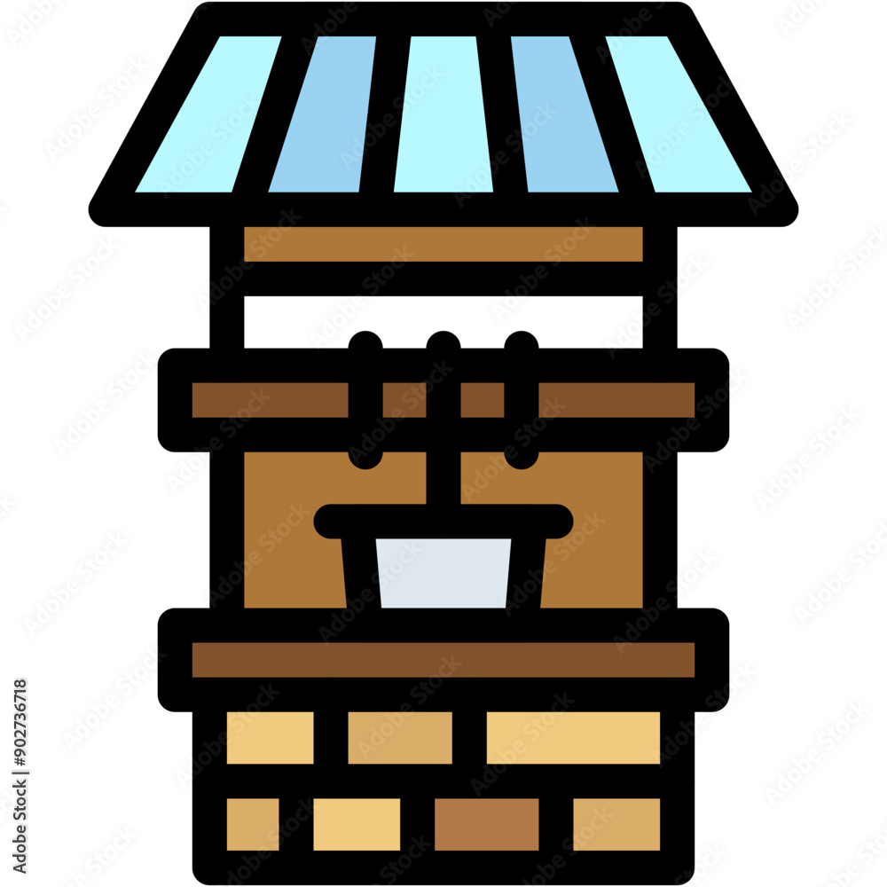 Fototapeta premium Vector Icon Well, Water, Bucket, Water Well, Rural, Farming and Gardening