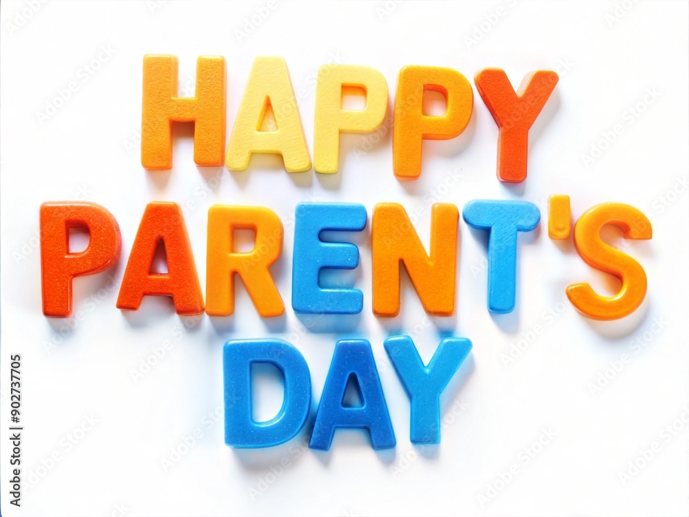 Colorful Magnetic Letters Spelling 'HAPPY PARENTS DAY' on White Background Colorful Magnetic Letters Spelling 'HAPPY PARENTS DAY' on White Background