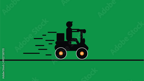 Food delivery rider sit on scooter in side view ,scooter or motorcycle drivers deliver food delivery.