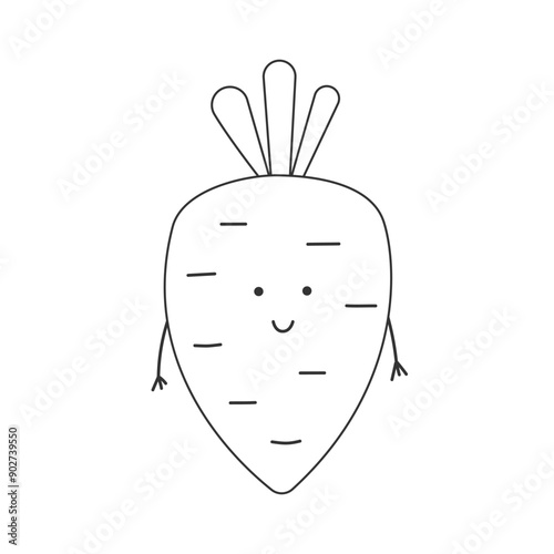 Vector Illustration for Children Healthy Nutrition with a Cute Doodle Funny Carrot. Baby Vegetable Character