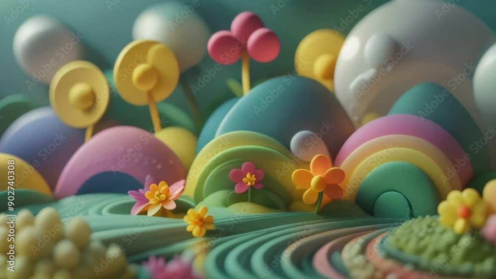 Abstract nature background in children's creative style, morphing