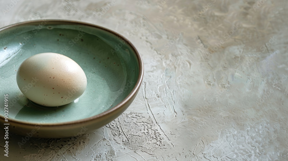 Isolated green egg dish on light surface Isolated green egg dish on light surface