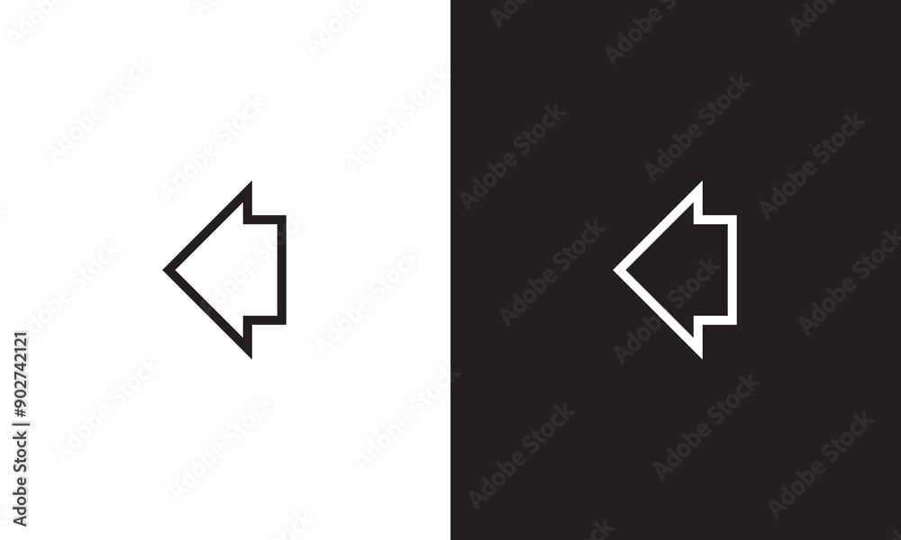 Black and white short left arrow icon. Isolated on white and black background. Continue icon. Next sign. EPS 10 Black and white short left arrow icon. Isolated on white and black background. Continue icon. Next sign. EPS 10
