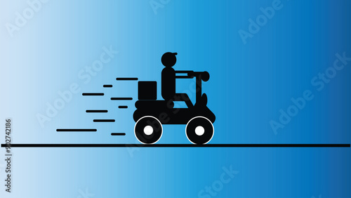 Food delivery rider sit on scooter in side view ,scooter or motorcycle drivers deliver food delivery.