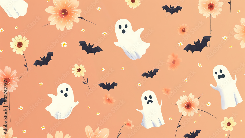 Halloween Ghosts and Bats Pattern Halloween Ghosts and Bats Pattern