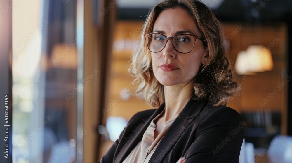 Confident woman in business attire looking serious. Confident woman in business attire looking serious.
