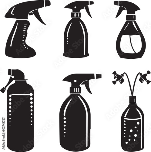 Spray Bottle Abstract Silhouette Vector Graphics Pack
