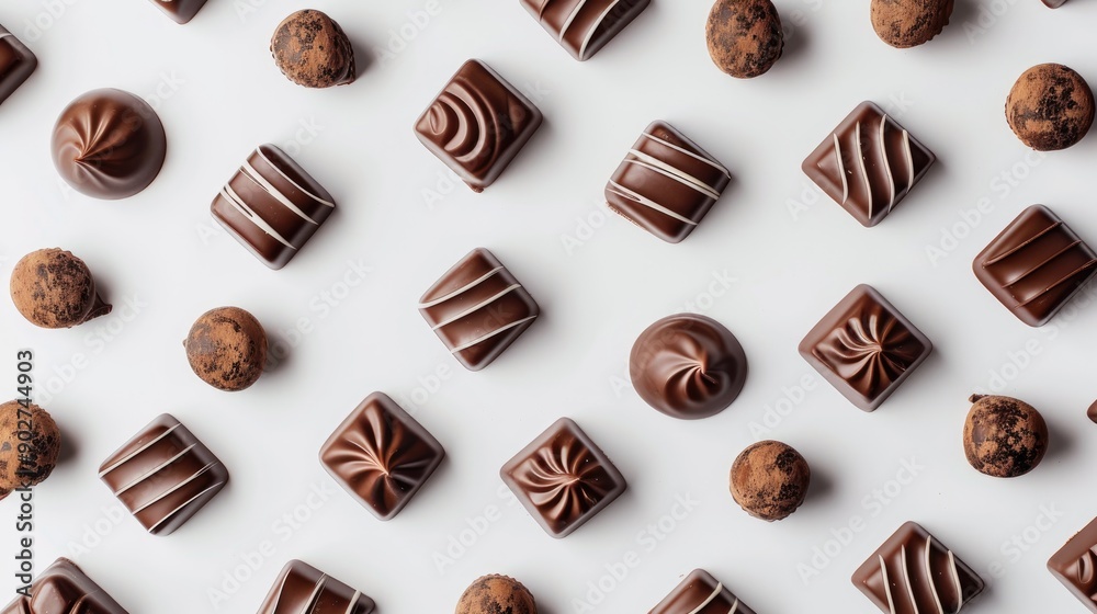 Chocolate candy on plain white backdrop Chocolate candy on plain white backdrop
