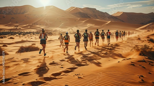 Marathon Runners in the Sahara Desert