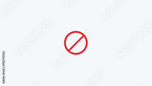 Abstract red, simple, flat, modern, clean stop, cancel, block, no on white background.