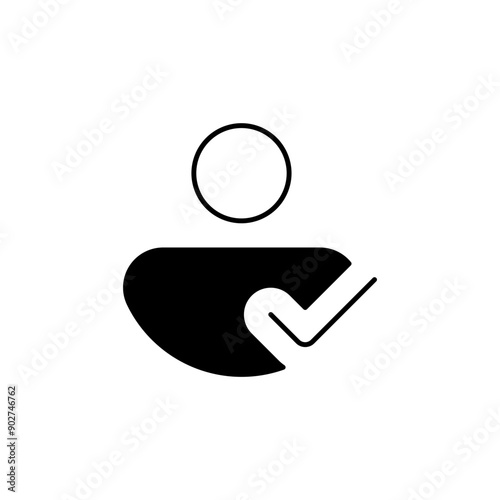 Verified User Icon - Simple, flat vector design representing a confirmed or authenticated user profile. Ideal for web and mobile applications, user interface design, and social media platforms