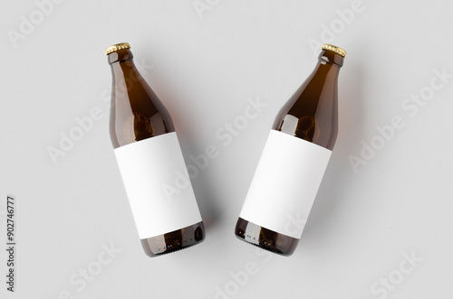 Euro beer bottle mockup with a blank label. photo