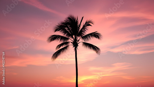  A palm tree is shown in the background with the colors of pink generative by ai..