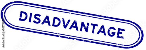 Grunge blue disadvantage word rubber seal stamp on white background