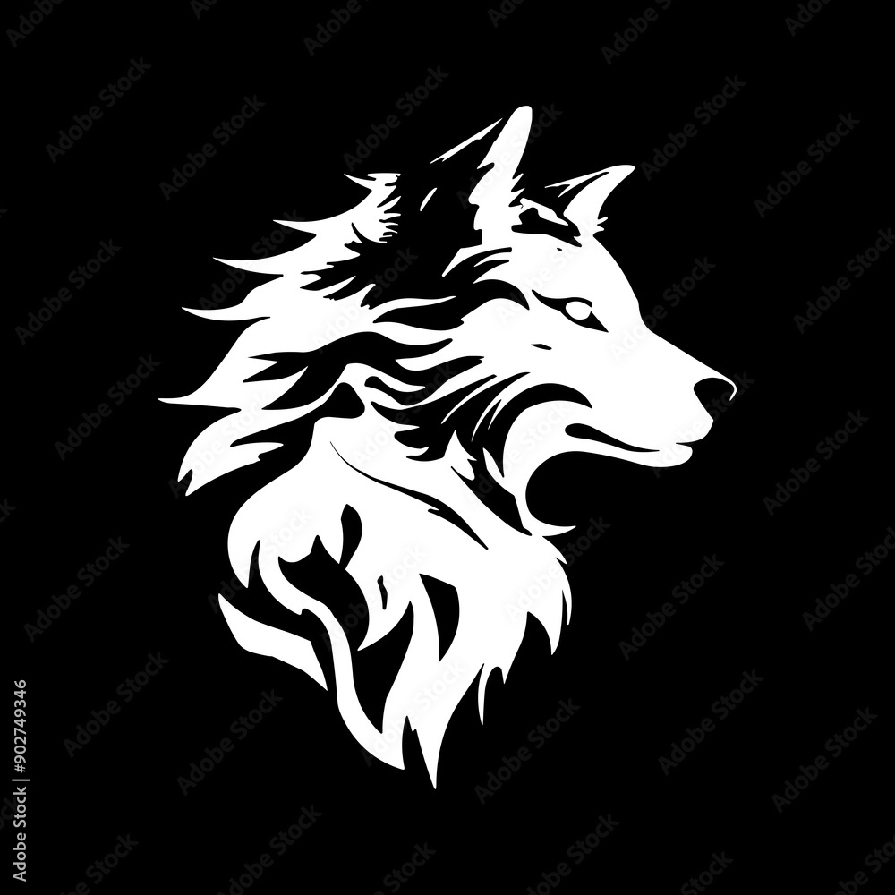 Obraz premium Vector logo of a white wolf